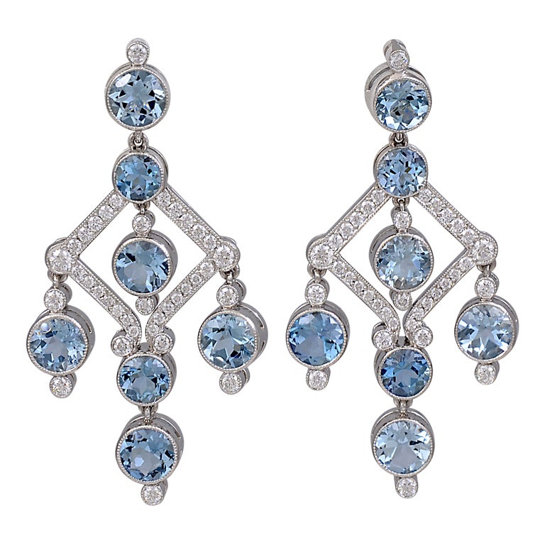 Tiffany And Co Aquamarine Diamond Chandelier Earrings At 1stdibs Tiffany Co Aquamarine Diamond Chandelier Earrings For