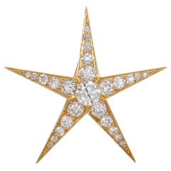 TIFFANY & CO. Large Diamond Gold Star Pin/Pendant