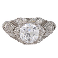 Antique 1.49 Carat Diamond Platinum Engagement Ring