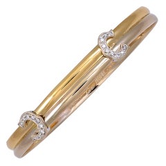 Vintage C de CARTIER Diamond and Gold Bangle Bracelet