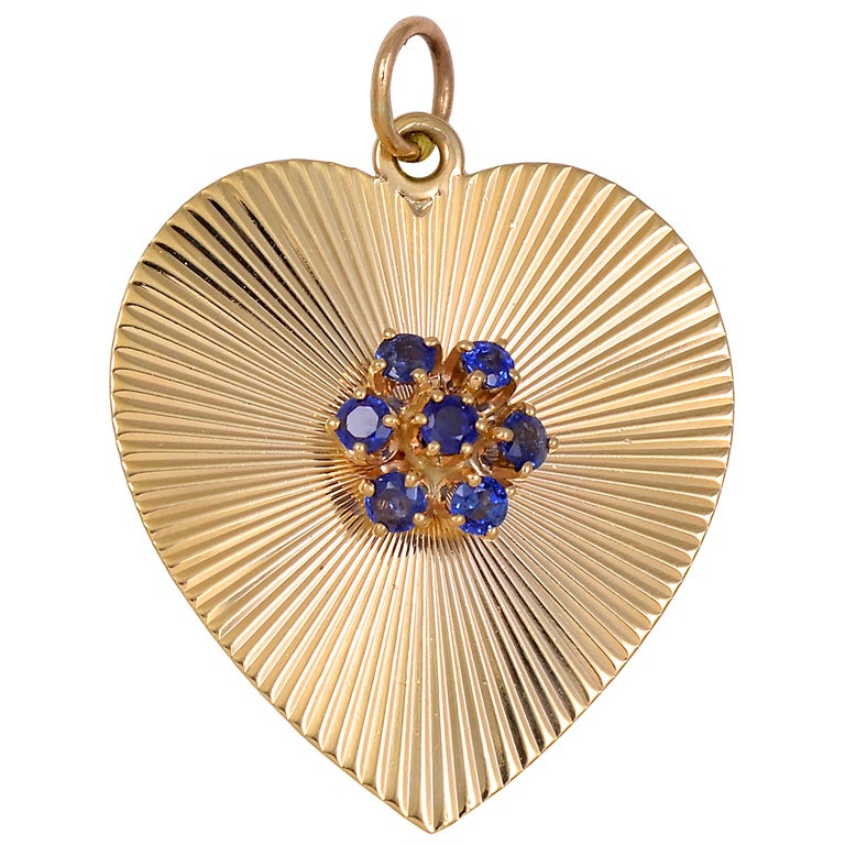 TIFFANY & CO Gold and Sapphire Heart Pendant