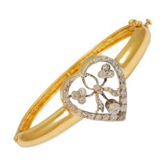 Victorian Diamond Gold Heart Bangle 12