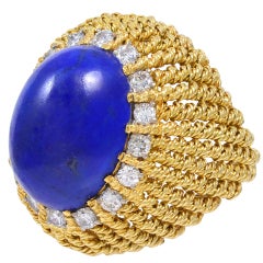 Large Lapis and Diamond Ring