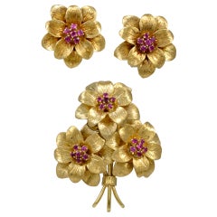 Tiffany & Co. Ruby Brooch and Ear Clips 7