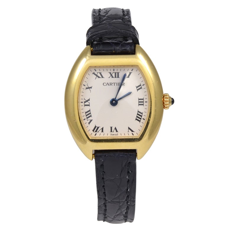 CARTIER Lady's Yellow Gold Tonneau Wristwatch at 1stdibs