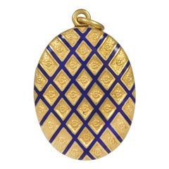 Antique Large Enamel Gold Locket