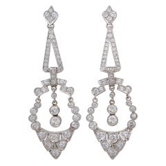Diamond Platinum Drop Earrings 2