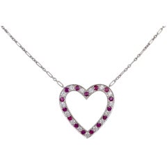 TIFFANY&CO Diamond and Ruby Heart  Necklace