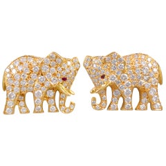 CARTIER Diamond Elephant Earrings