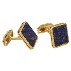 Large French Gold And Lapis Cufflinks