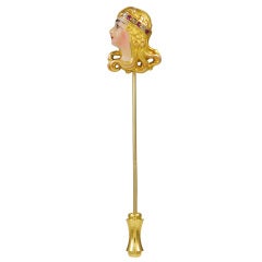 Art Nouveau Enamel Stick Pin