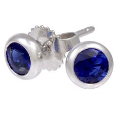 TIFFANY Platinum Sapphire Stud Earrings