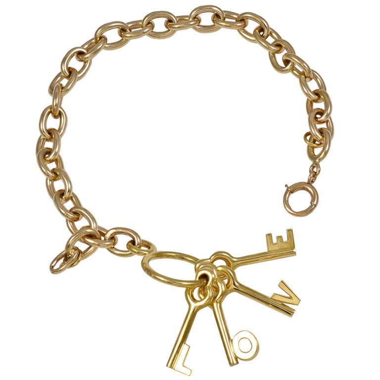 TIFFANY&CO Gold LOVE Charm Bracelet
