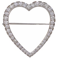 Tiffany & Co. Diamond Platinum Heart Brooch 11