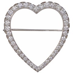 Tiffany & Co. Diamond & Platinum Heart Brooch