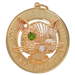 "CAT'S MEOW" Charm with Diamond and Peridot