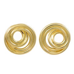 TIFFANY & CO. Gold Open Swirl Ear Clips