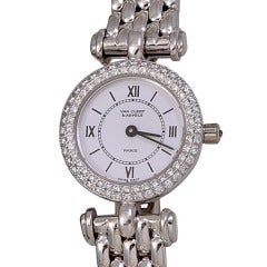 Vintage Van Cleef & Arpels Lady's White Gold and Diamond Bracelet Watch