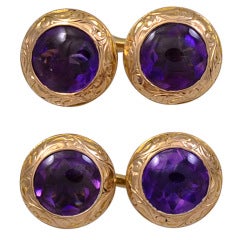 Amethyst and Gold Double-Sided Cufflinks