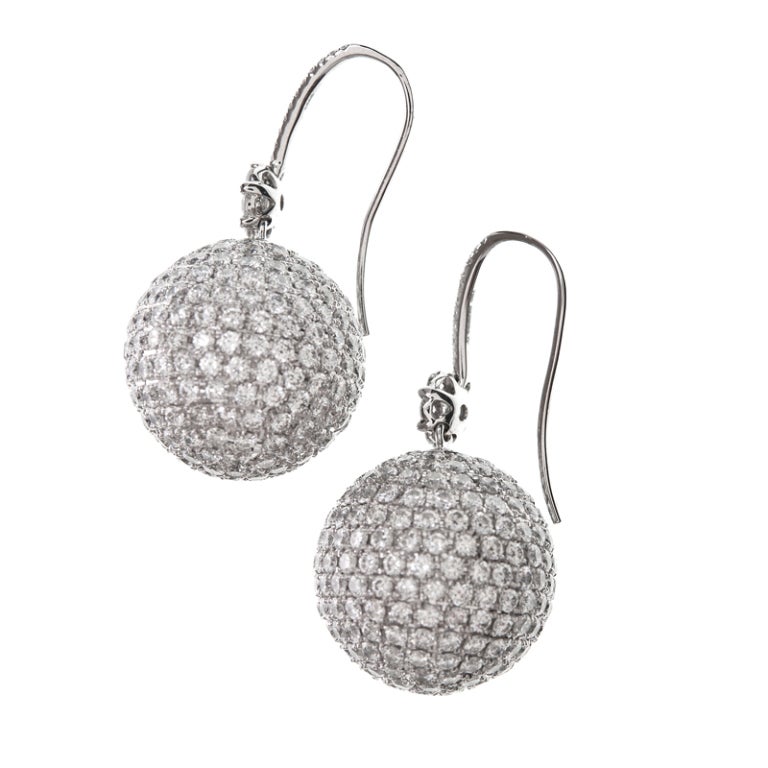 Extra Fine Diamond "Disco Ball" Platinum Earrings at 1stDibs diamond