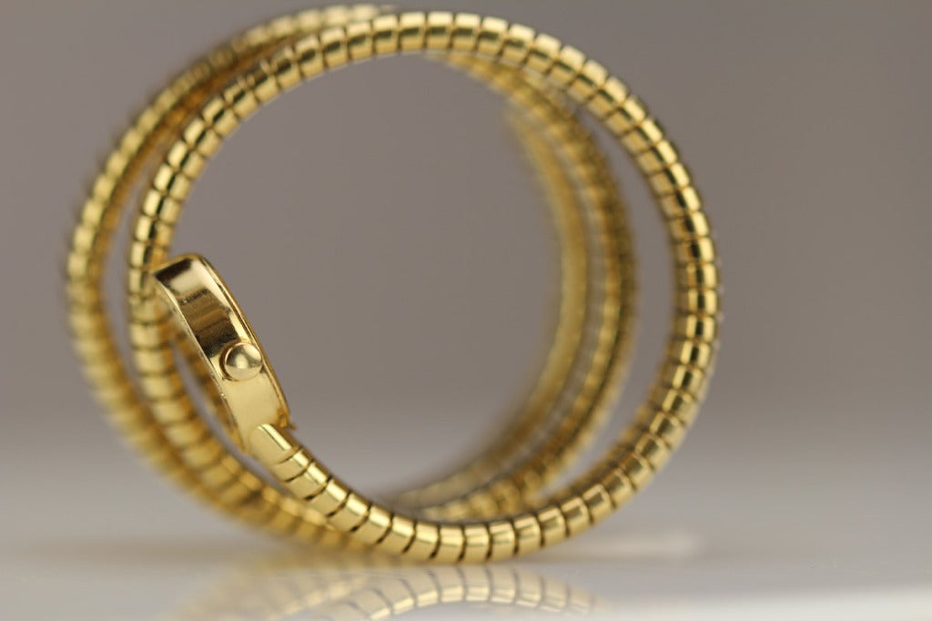 Bulgari Bvlargi Lady's Yellow Gold Tubogas Snake-Form Bracelet Watch ...