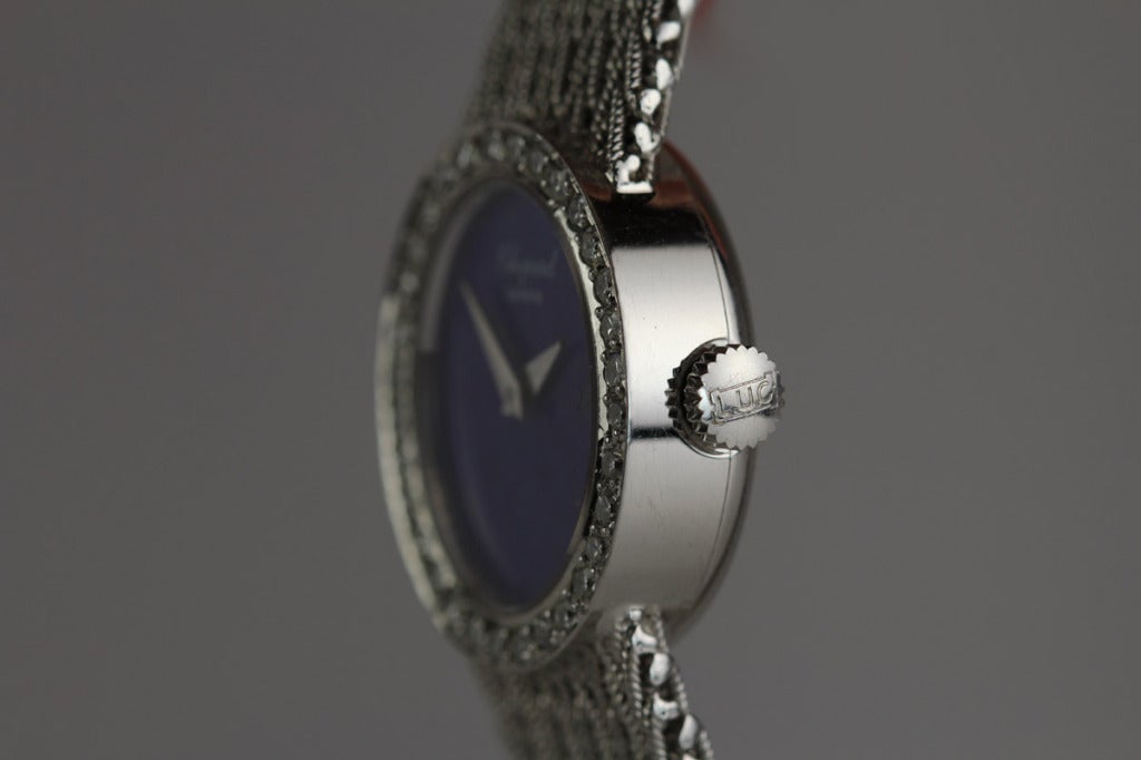 Chopard Lady's White Gold and Diamond Bracelet Watch with Lapis Dial ...