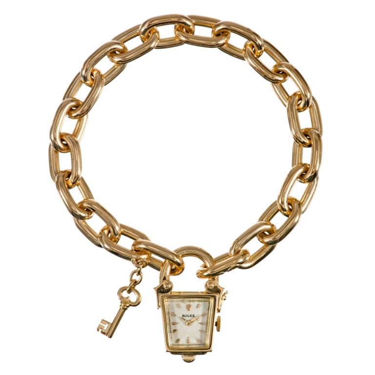 Rolex Lady's Yellow Gold Stylized Clock 'Lock and Key' Watch at 1stDibs ...