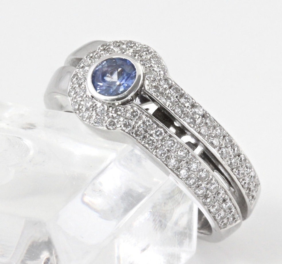 Di MODOLO White Gold, Diamond and Blue Sapphire Ring For Sale at 1stDibs