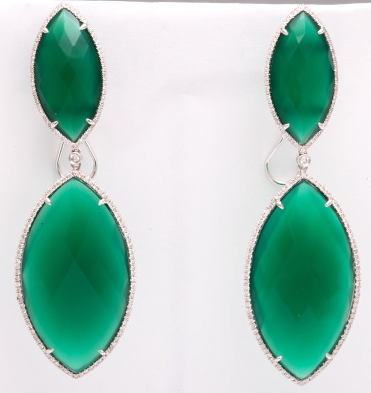 Daphne Green Agate Hoop Earrings