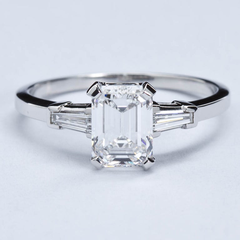Classic Emerald Cut Diamond Engagement Ring at 1stDibs