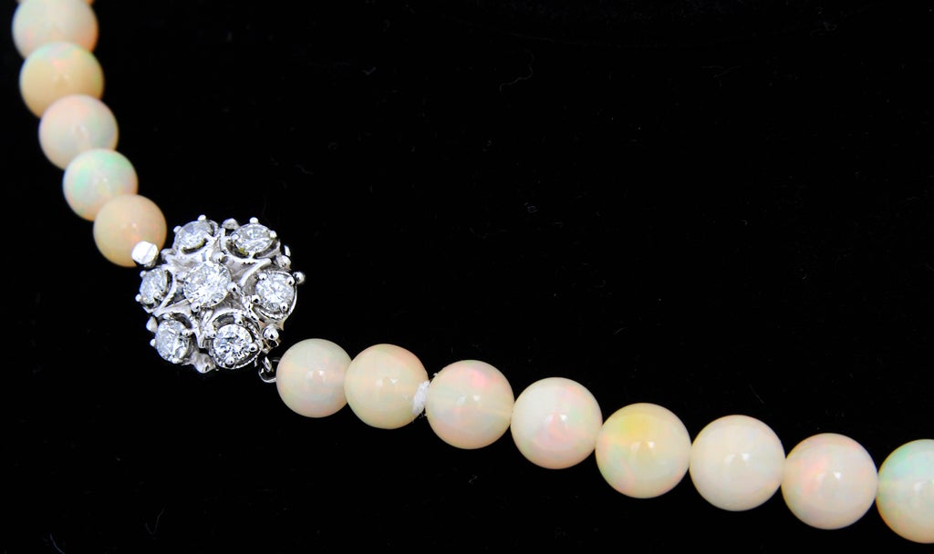 BLUE OPAL GRADIENT WITH DIAMOND CLASP NECKLACE