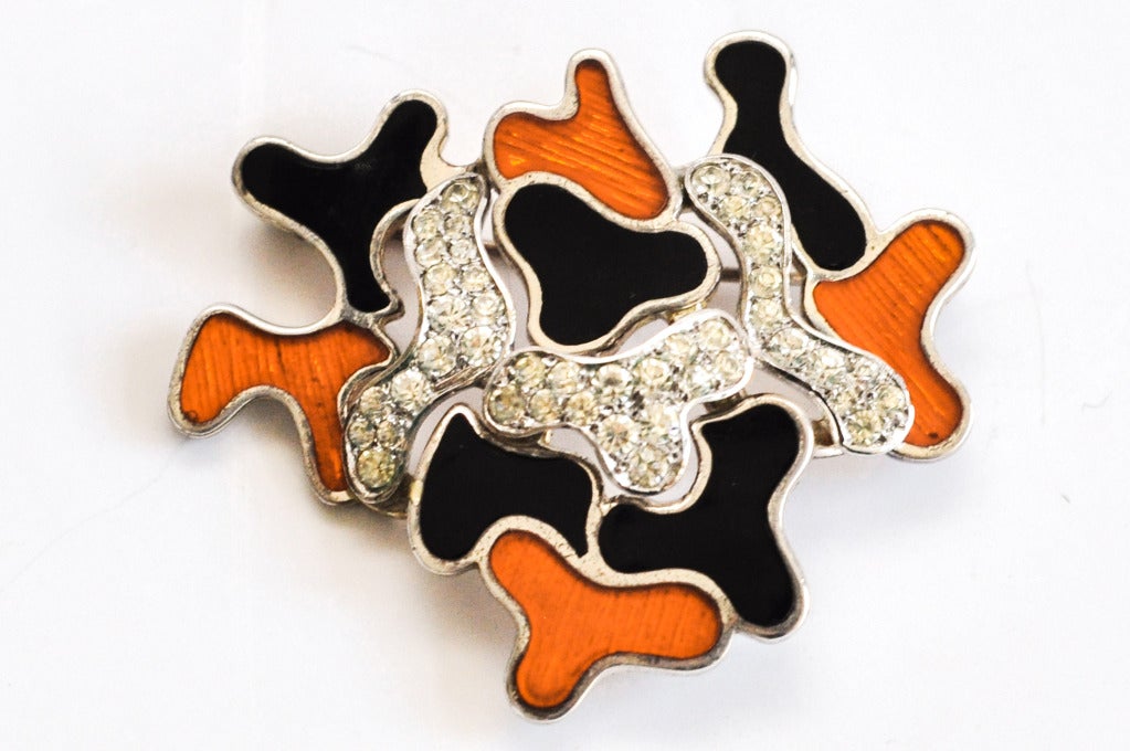 Art Deco Abstract Enamel Pin at 1stdibs