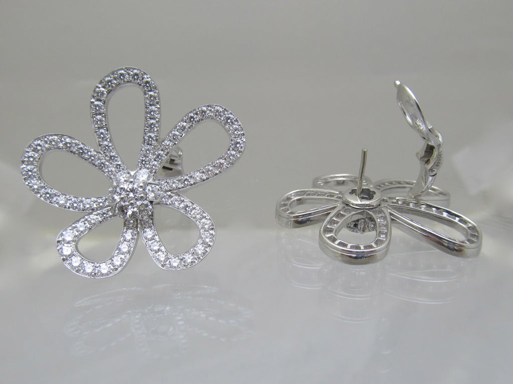 Van Cleef and Arpels Large Flower Lace Diamond Earrings at ...