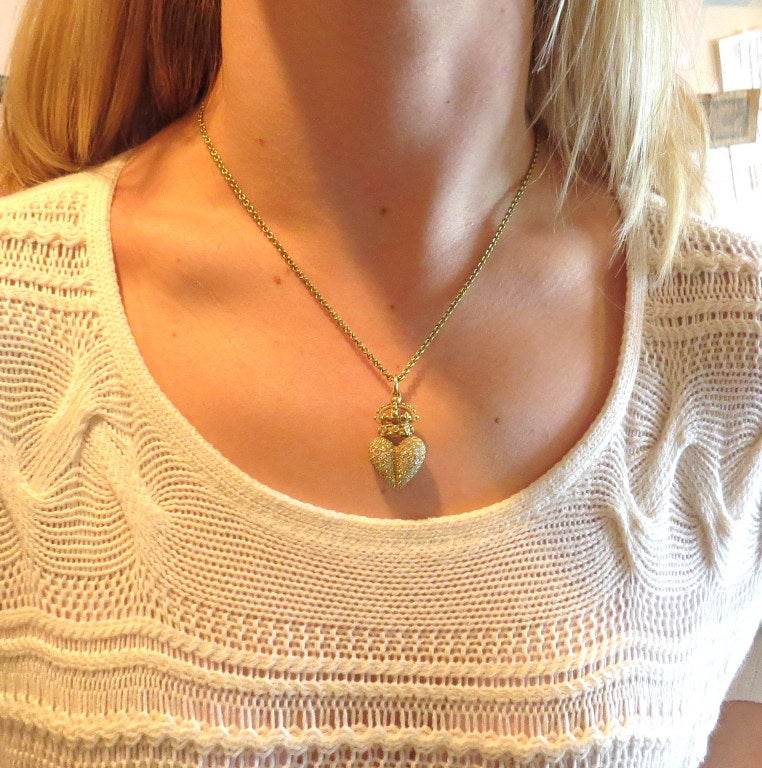 Barry KieselsteinCord Diamond Gold Crown Heart Pendant Necklace at