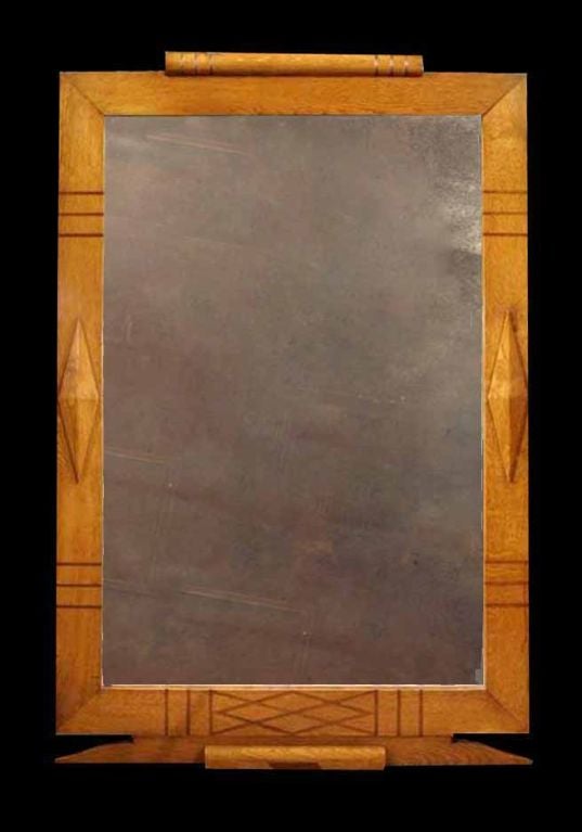Grand Scale Art Deco Oak Mirror, circa 1940