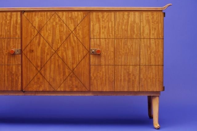 A stunning Satinwood Side Board with Brass inlay By L. Hoenig