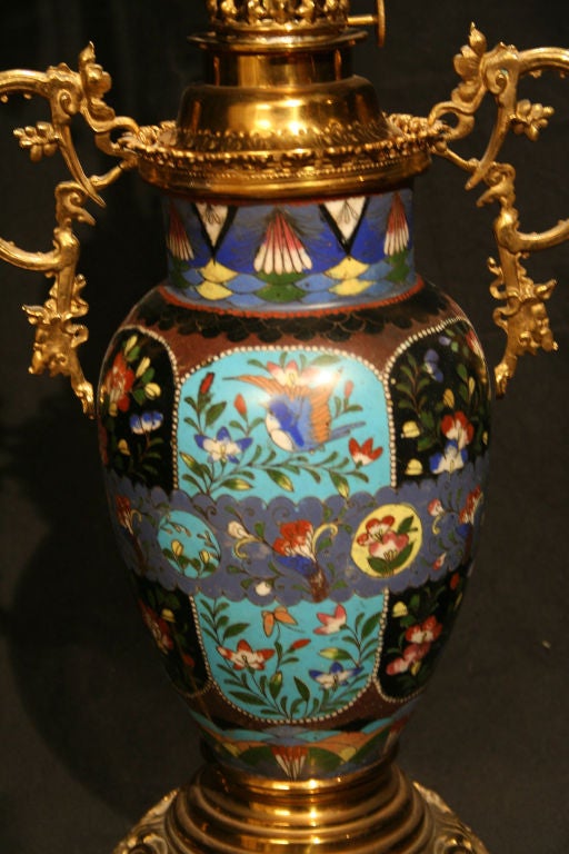 Decorative PAIR French Cloisonne Lamps. Circa 1880 In Good Condition In New York, NY