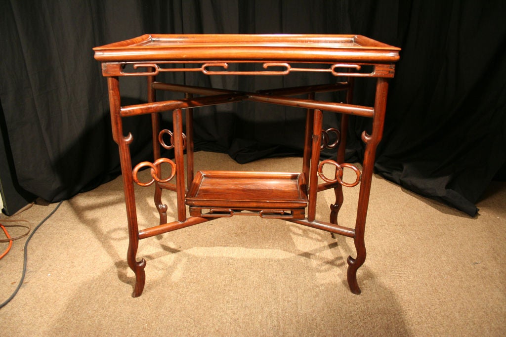 Victorian Qing Dynasty Chinese Huanghuali Two-Tier Occasional Table. 19th Century