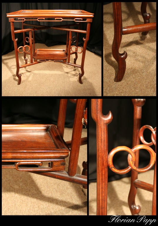 Qing Dynasty Chinese Huanghuali Two-Tier Occasional Table. 19th Century 5