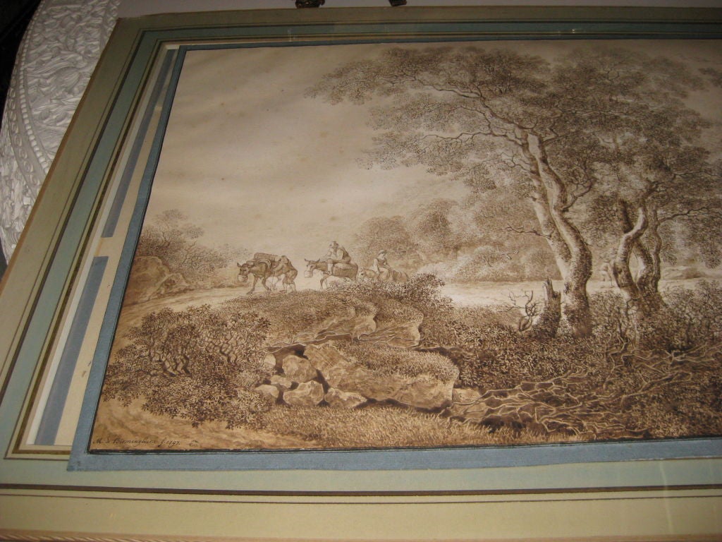 18th Century and Earlier Large 18th C Landscape Drawing For Sale