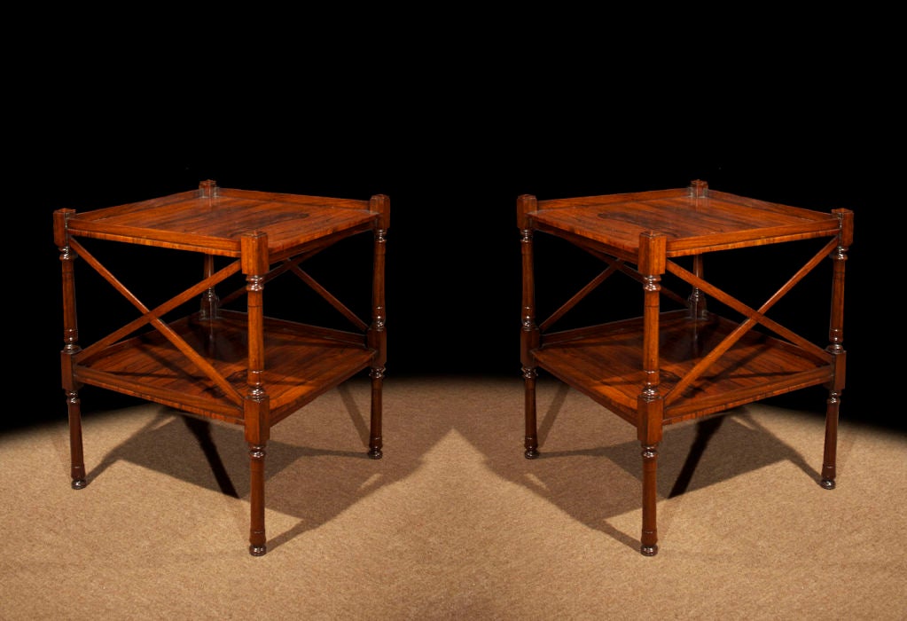 PAIR Rosewood Etagere Tables. English Early 19th C