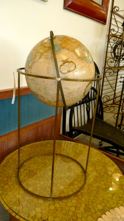 Mid-Century Modern Replogle Floor Globe in Modern Brass Stand