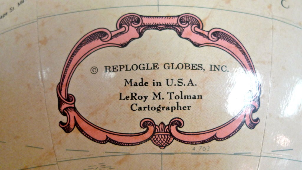 Replogle Floor Globe in Modern Brass Stand In Excellent Condition In Hanover, MA