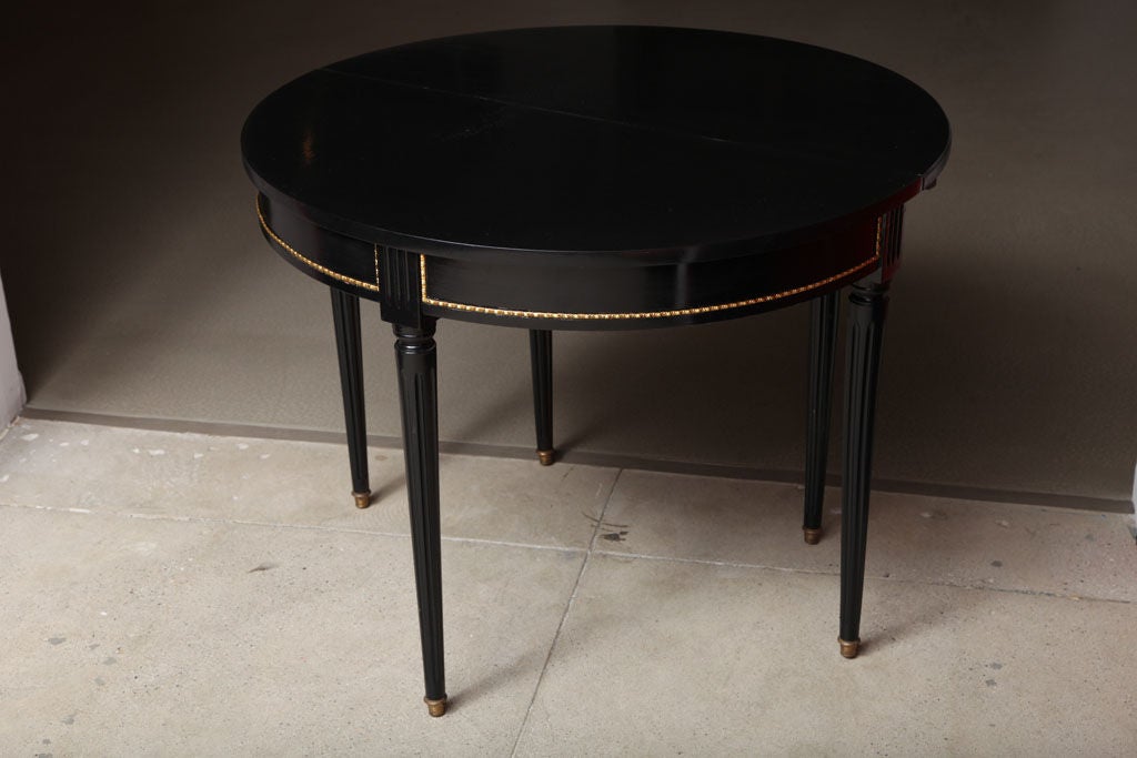 Black Lacquered Demilune Table Attributed to Maison Jansen 2
