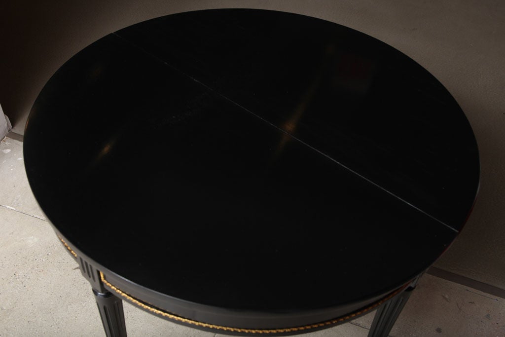 French Black Lacquered Demilune Table Attributed to Maison Jansen