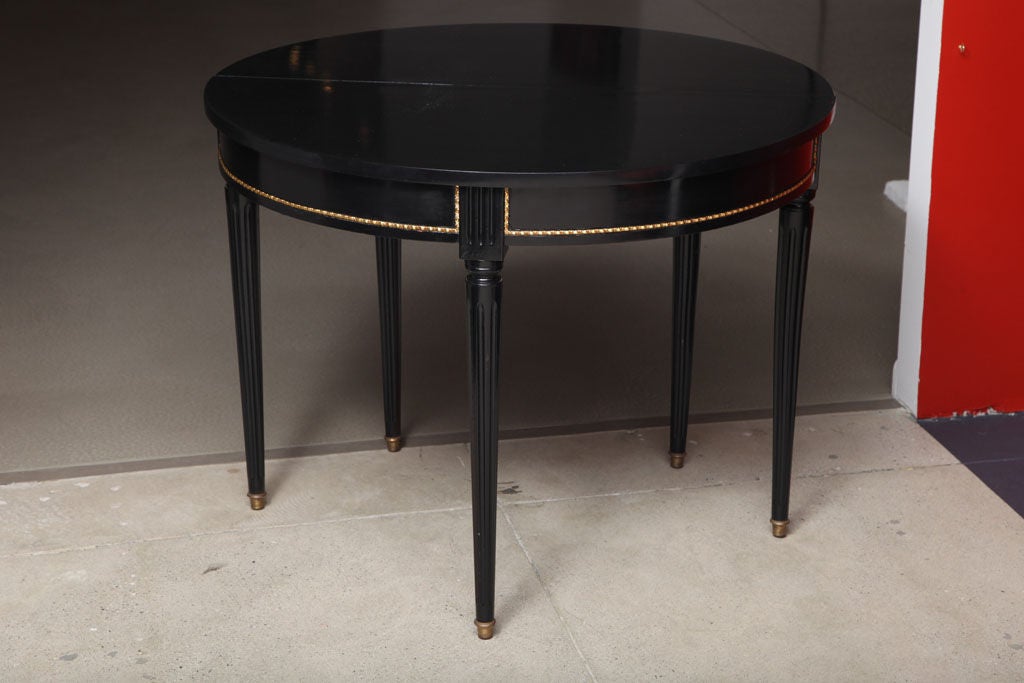 Black Lacquered Demilune Table Attributed to Maison Jansen 1