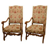 Pair Large Scale French Os De Mouton Arm Chairs