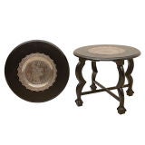 Pair Indian Mogul Style Low Table With Silvered Tray Tops