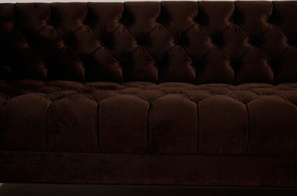 American Modern Tufted Velvet Tuxedo Sofa For Sale