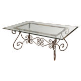 19th Century Polish Steel Table w/ Glass Top